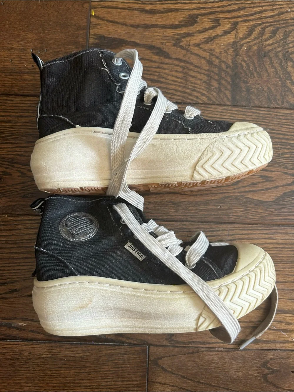 Justice Black and White High-Top Kids Sneakers